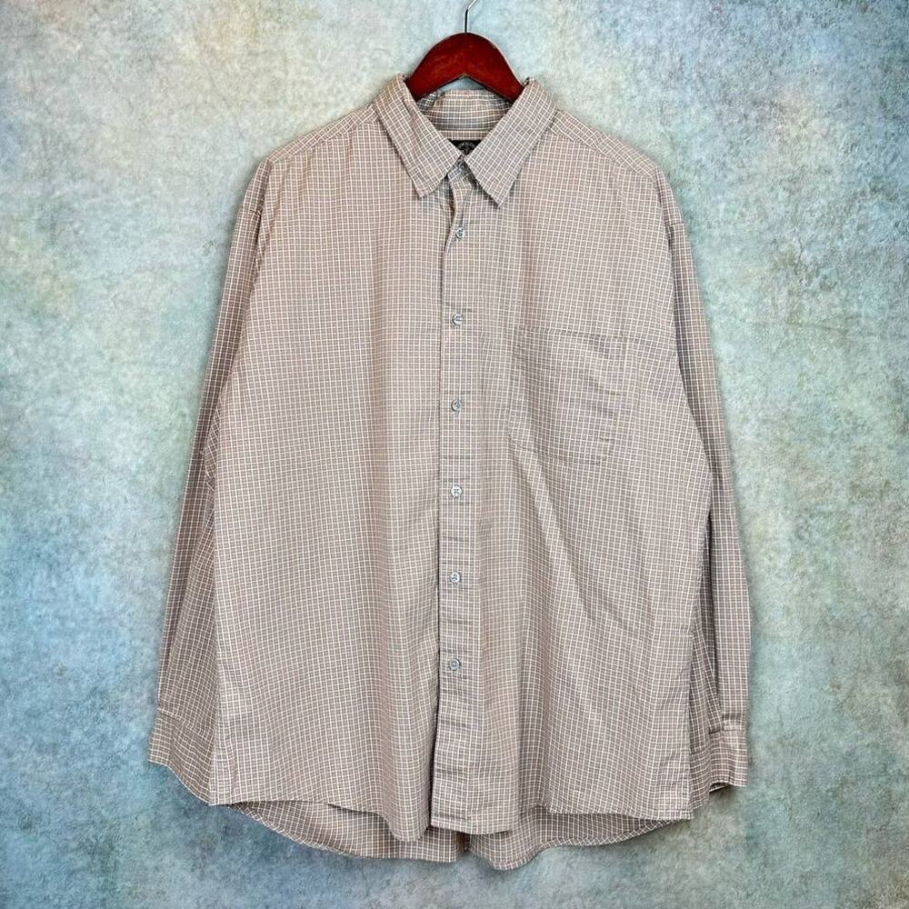 Vintage 90s Dockers Flannel Shirt Mens Size XL Tan Plaid Button Down Collared